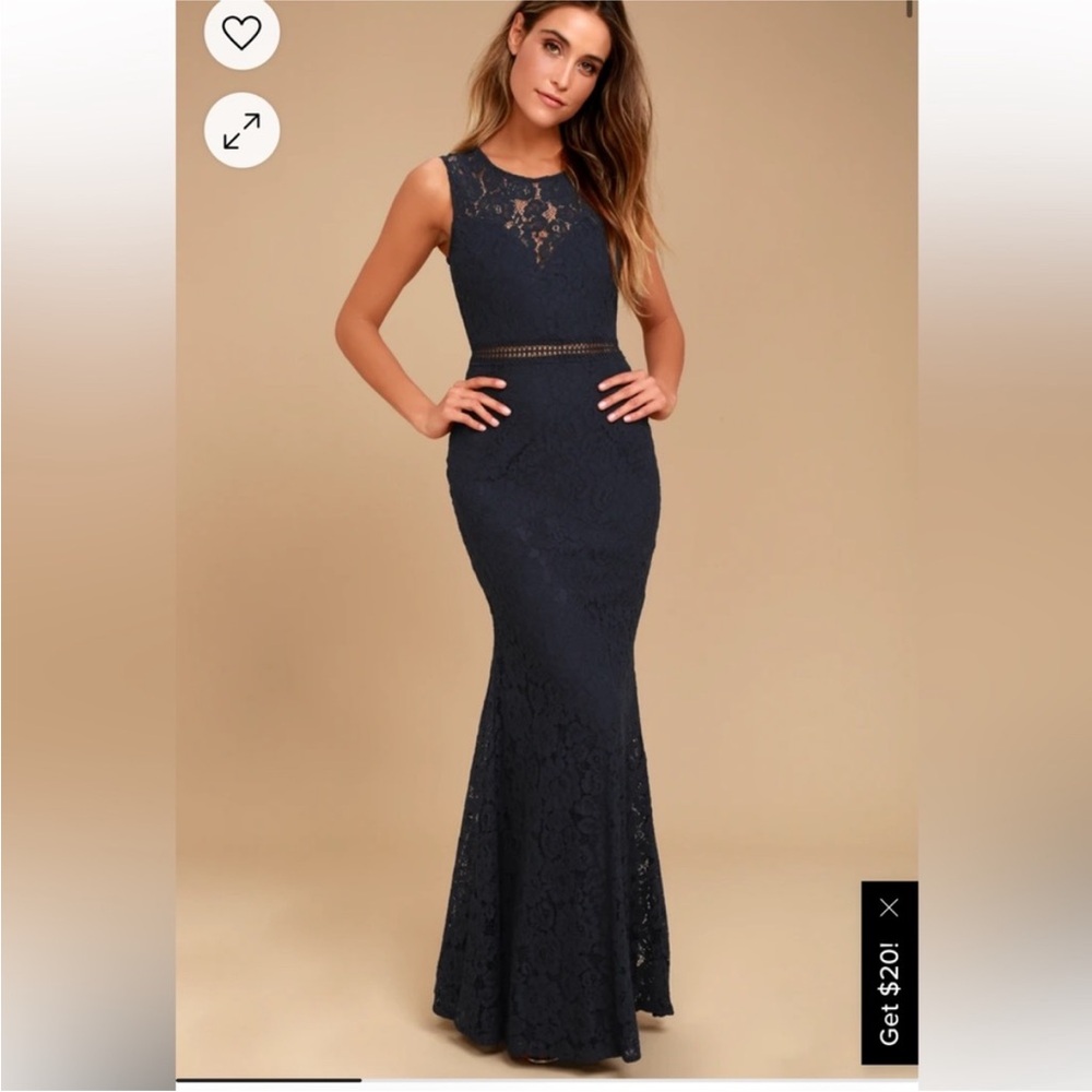 Like New Lulus Music of the Heart Navy Blue Lace
Maxi Dress